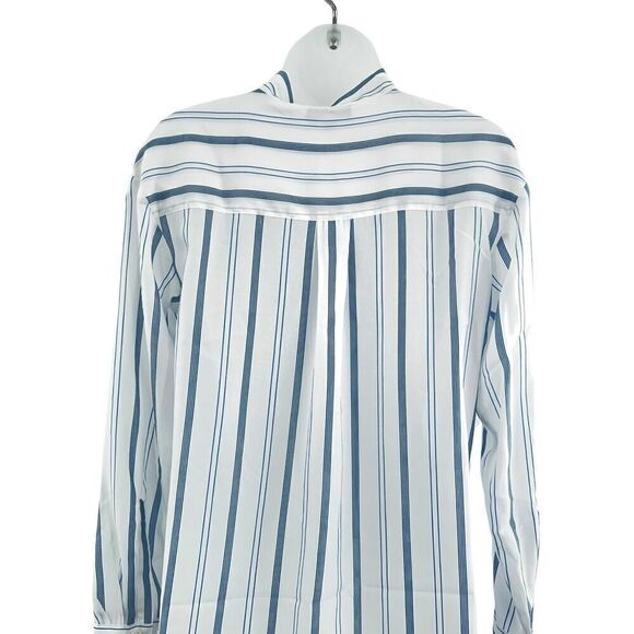 Elizabeth and James Button Down Tunic Shirt Women's XS White Blue Striped Light - Picture 10 of 12